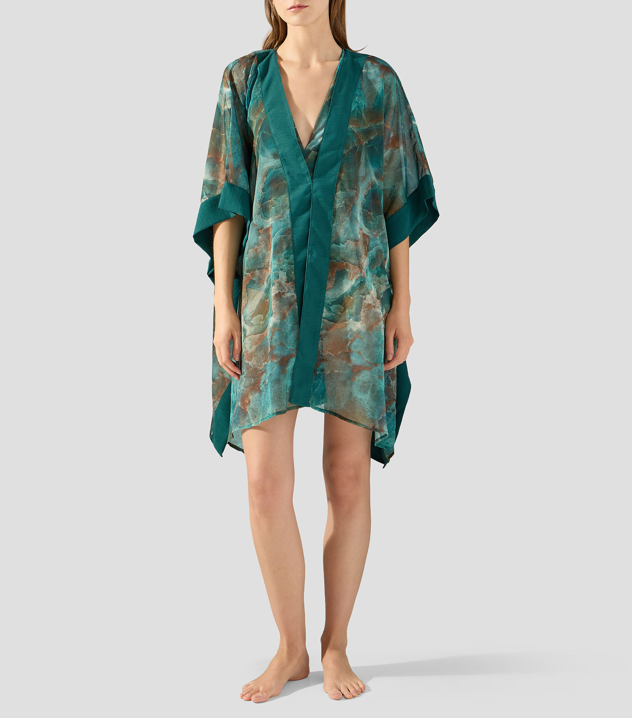 Kaftan estampado manga corta Mujer